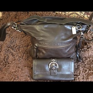 Leather Coach Purse w/Matching Wallet